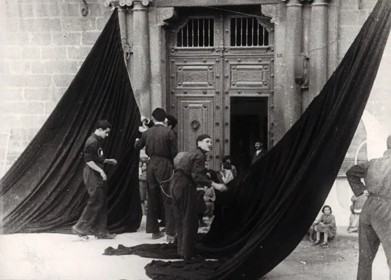La Barraca, tourne, montaje del escenario, Almazan, julio 1932.